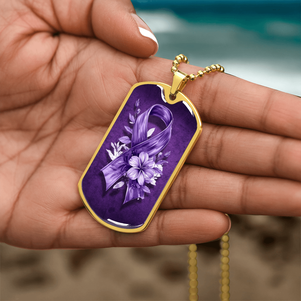 Flowery Purple Ribbon Pendant Necklace