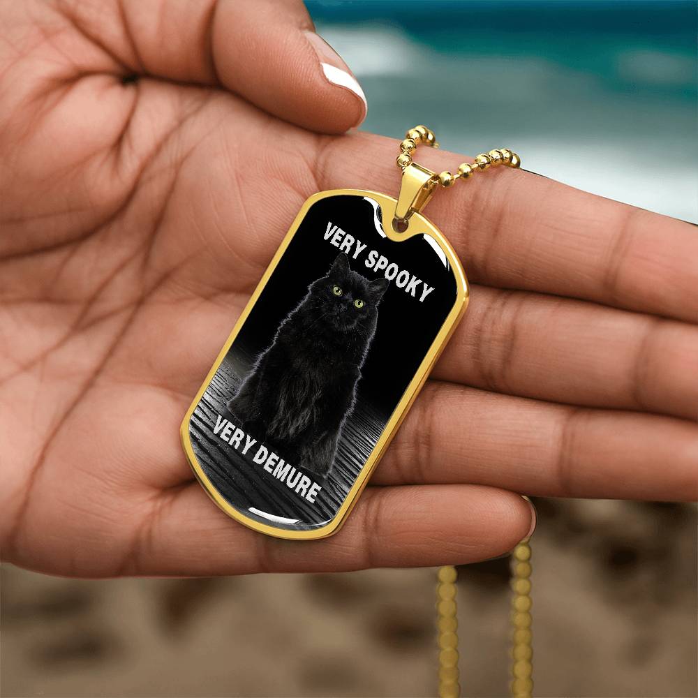 Photo depicting the ​Spooky Demure Black Cat Necklace from EpiAl's Shop.