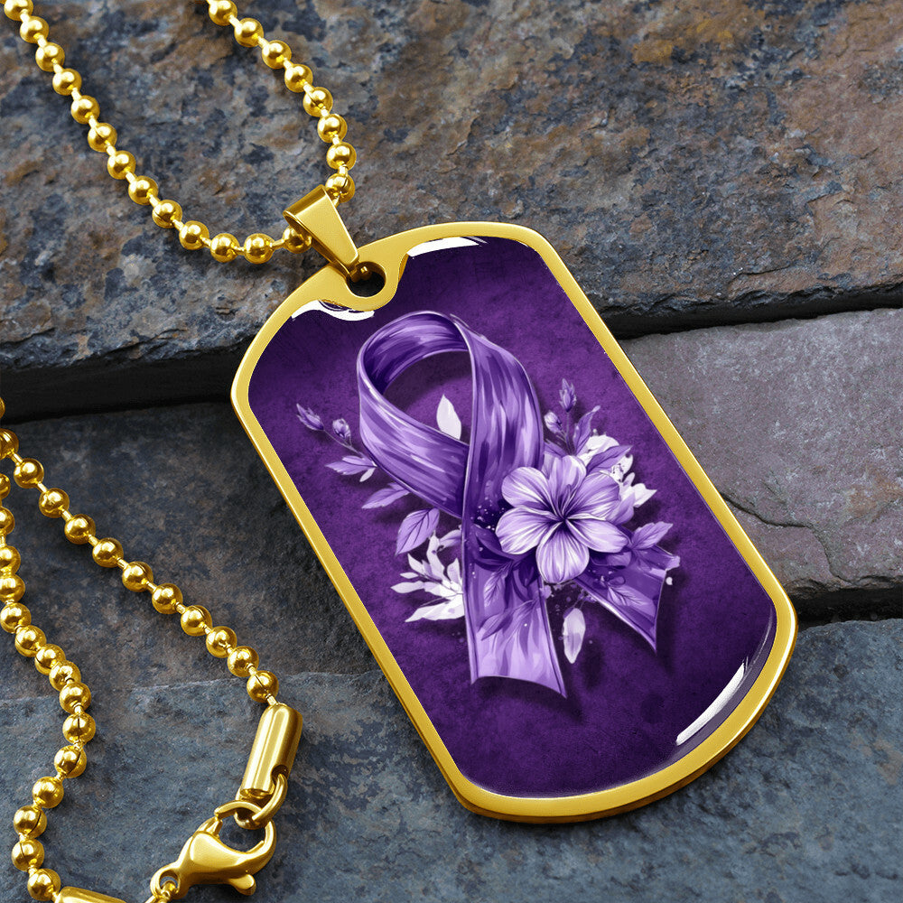 Flowery Purple Ribbon Pendant Necklace