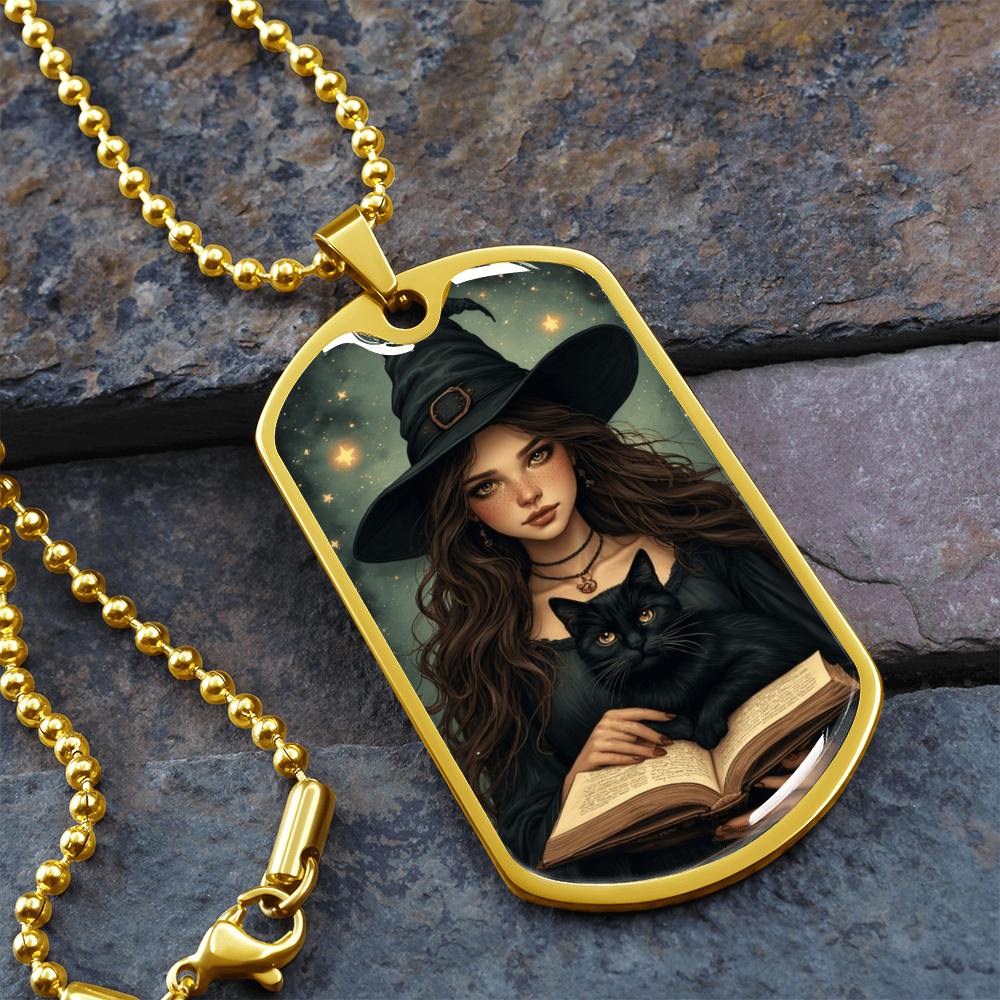 Spellbinding Witch with Black Cat Necklace