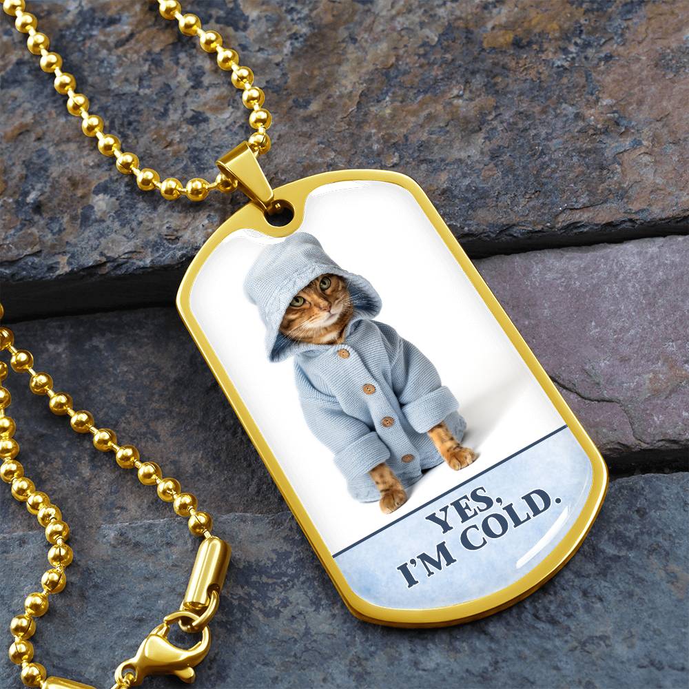Photo depicting the ​Yes I'm Cold Necklace from EpiAl's Shop.