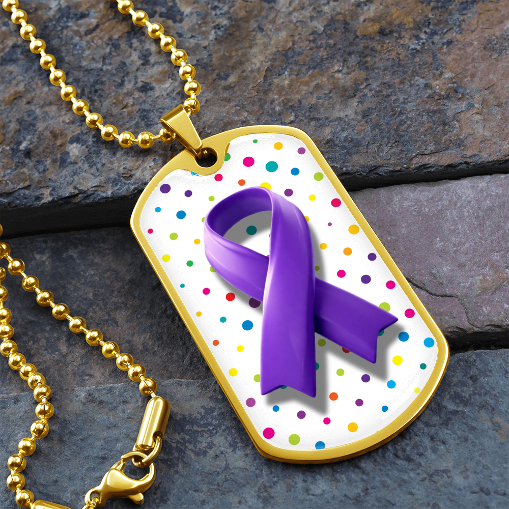 Bubble Ribbon on Polka Dots Epilepsy Awareness Necklace