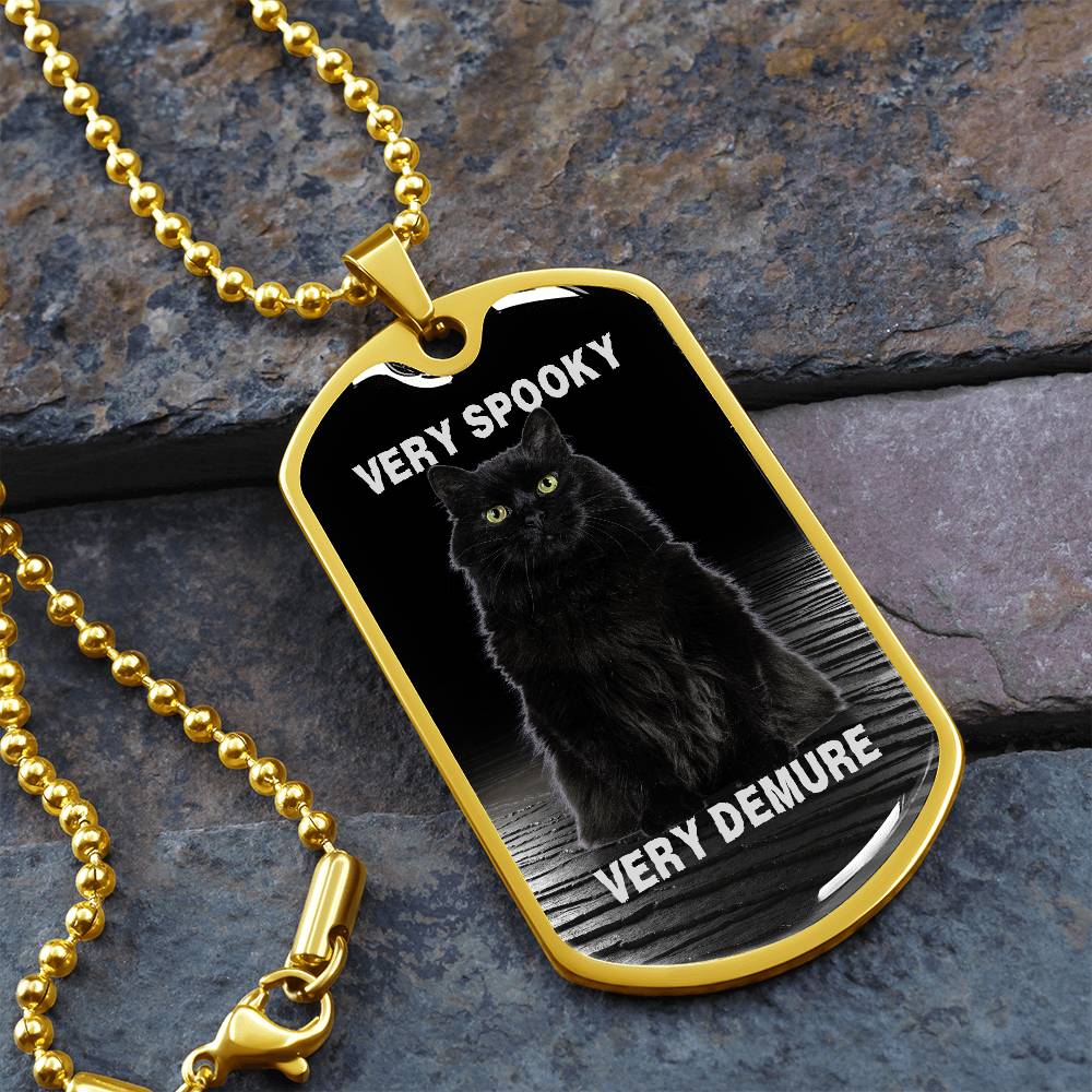Photo depicting the ​Spooky Demure Black Cat Necklace from EpiAl's Shop.