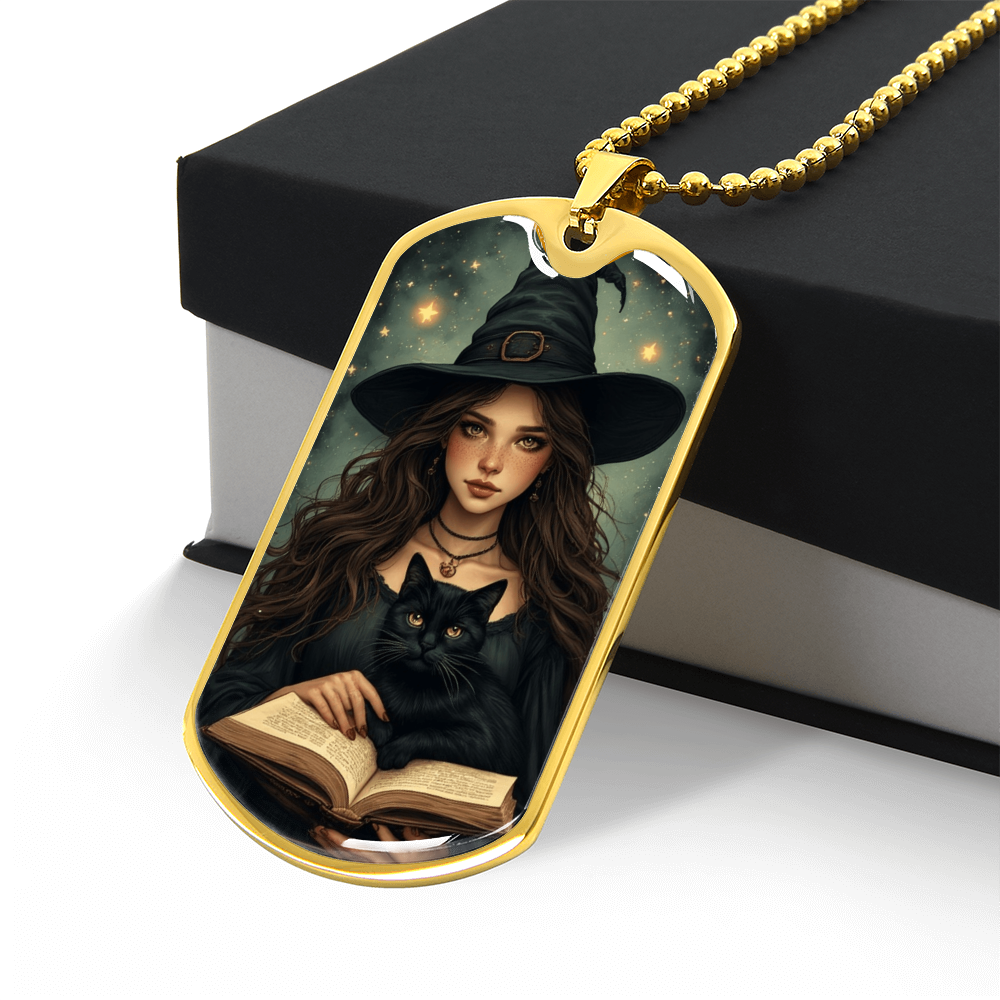 Spellbinding Witch with Black Cat Necklace