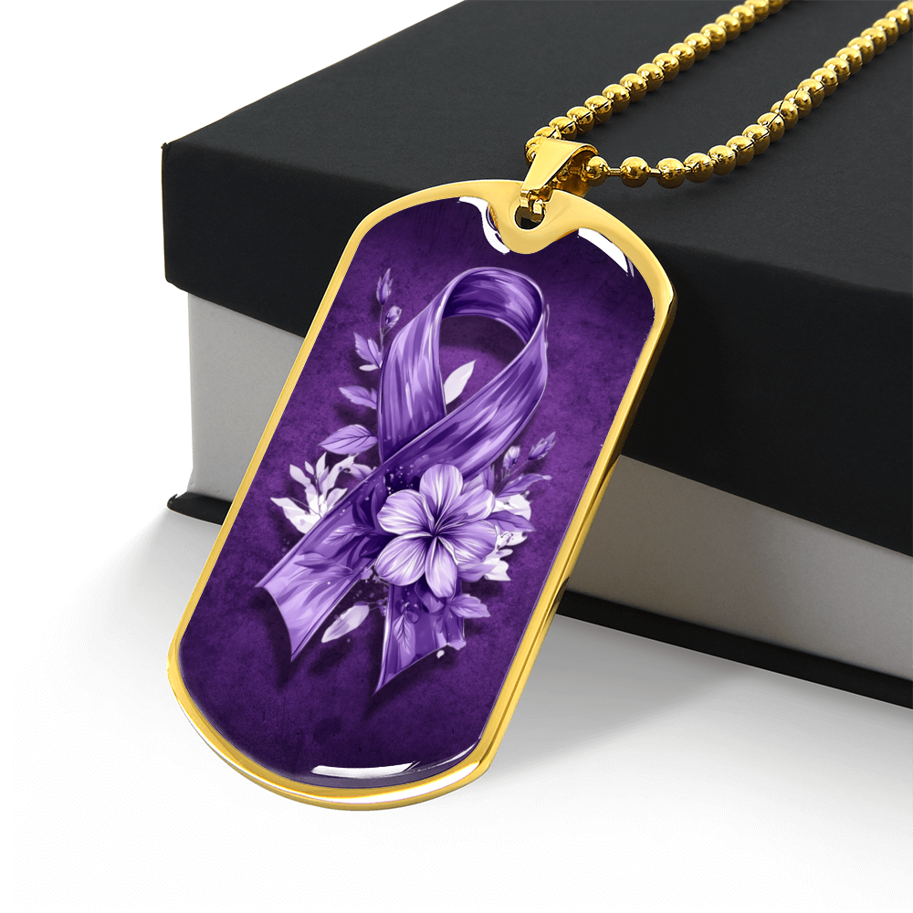 Flowery Purple Ribbon Pendant Necklace