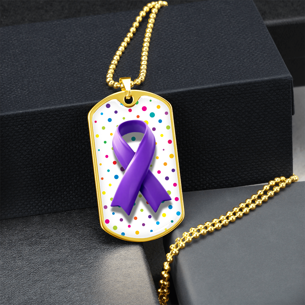 Bubble Ribbon on Polka Dots Epilepsy Awareness Necklace