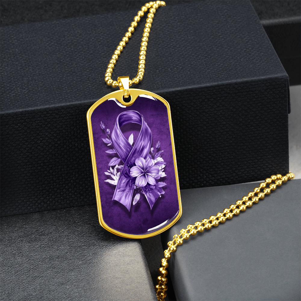 Flowery Purple Ribbon Pendant Necklace