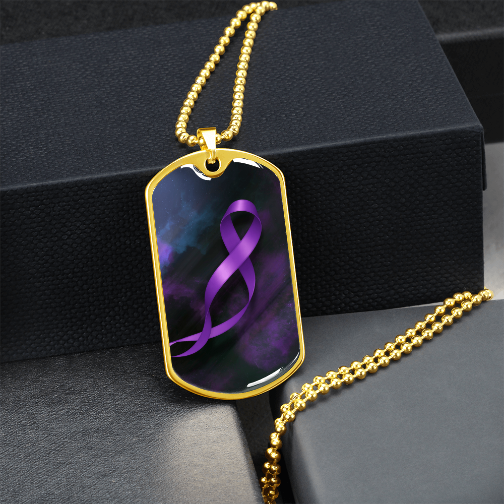 Epilepsy Awareness Dog Tag Necklace – Purple Ribbon Keepsake