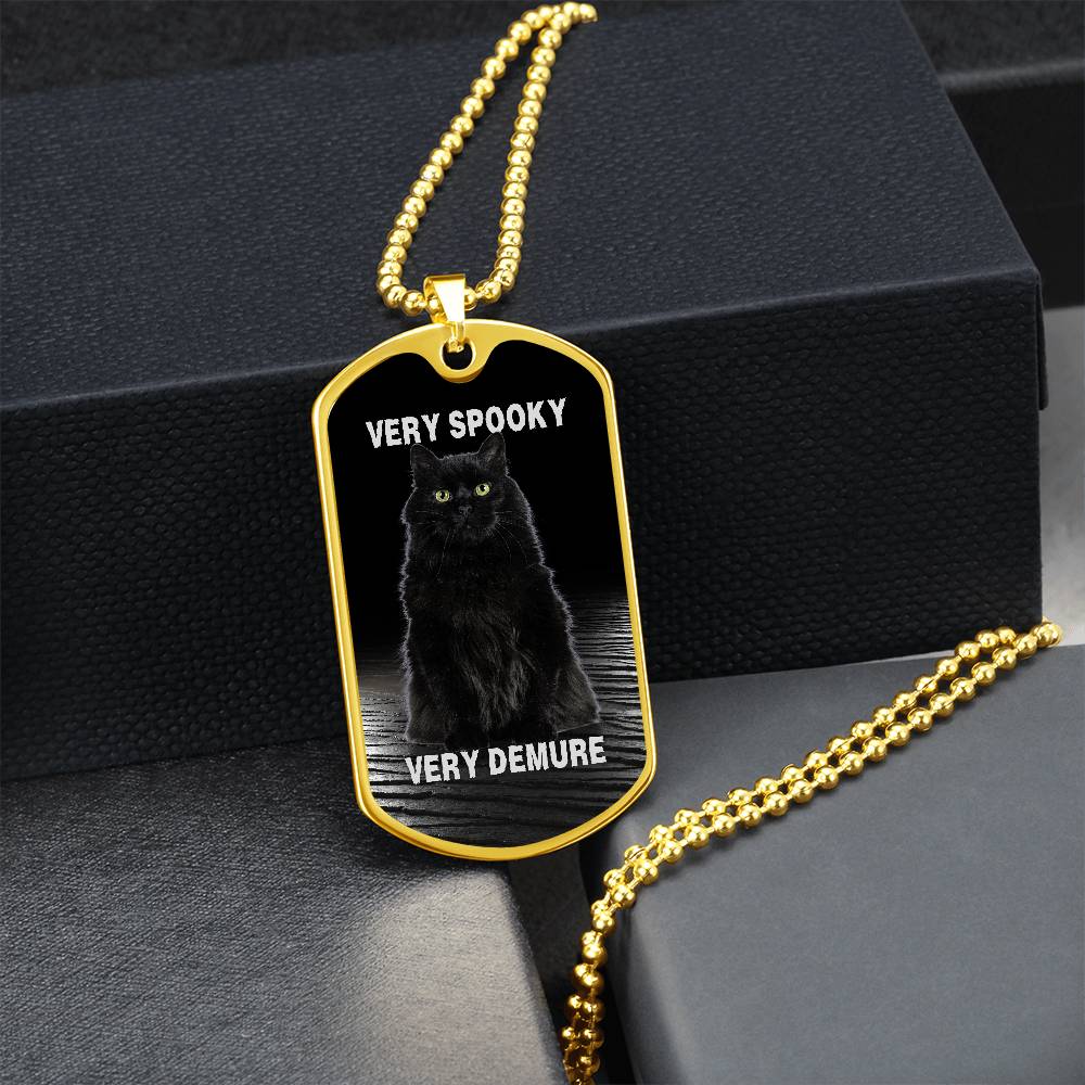 Photo depicting the ​Spooky Demure Black Cat Necklace from EpiAl's Shop.