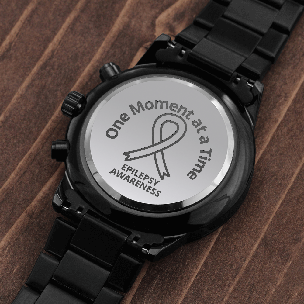 One Moment at a Time Epilepsy Awareness Engraved Chronograph Watch