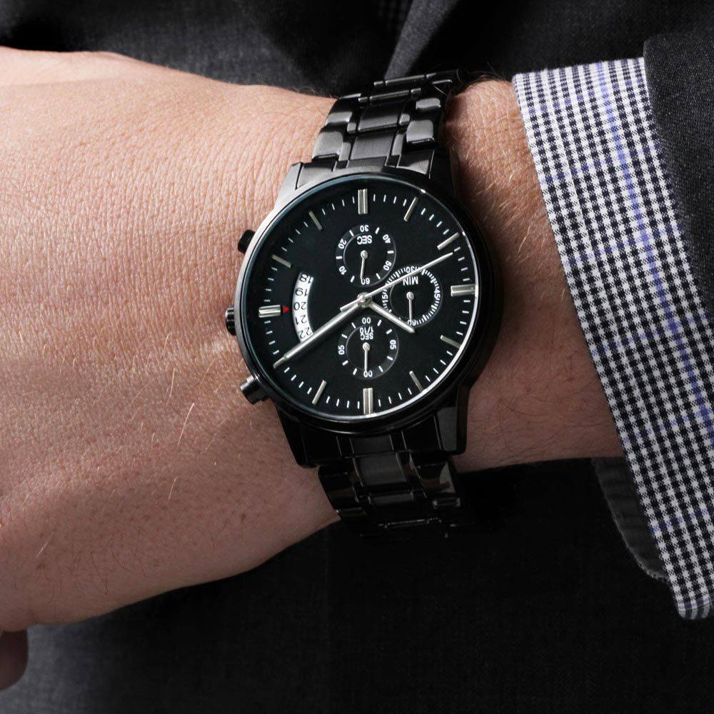 Office of Time Management Engraved Chronograph Watch – Time Was Not Wasted