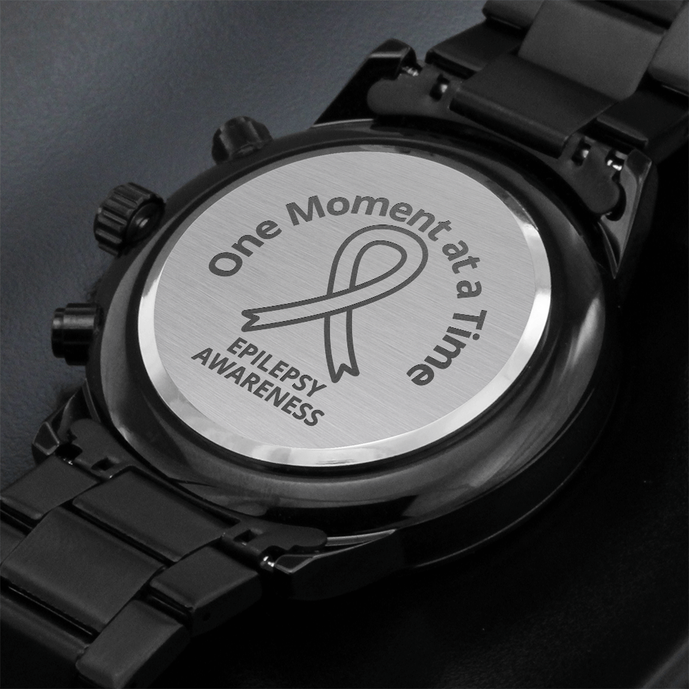 One Moment at a Time Epilepsy Awareness Engraved Chronograph Watch