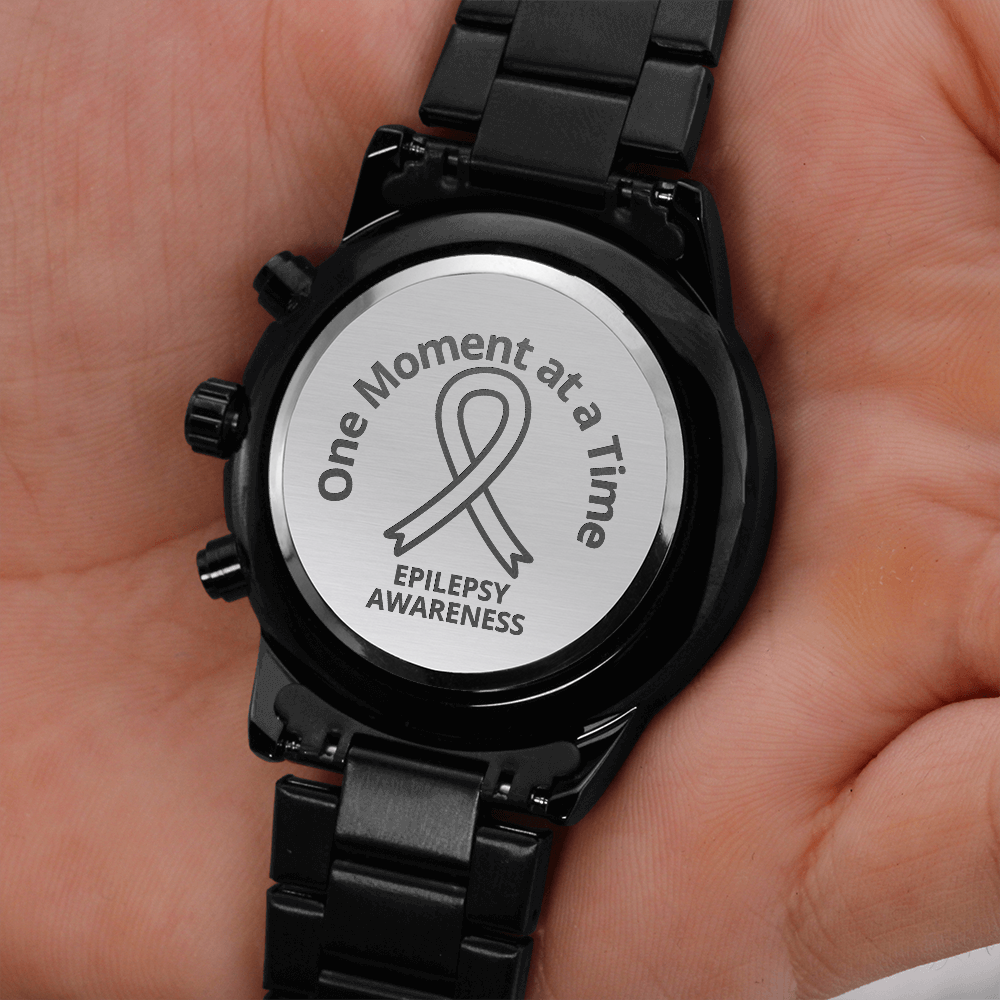 One Moment at a Time Epilepsy Awareness Engraved Chronograph Watch