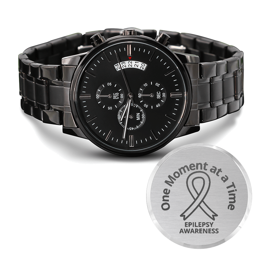 One Moment at a Time Epilepsy Awareness Engraved Chronograph Watch
