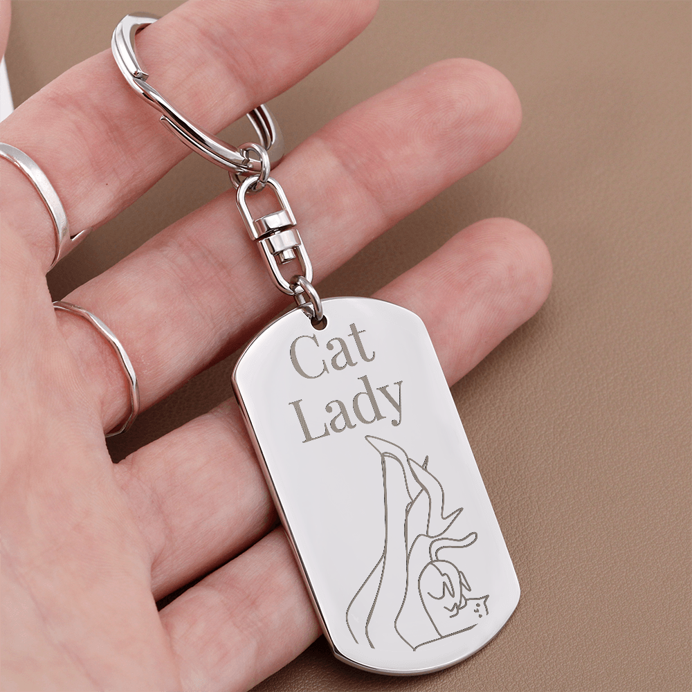 Cat Lady Legs Engraved Keychain