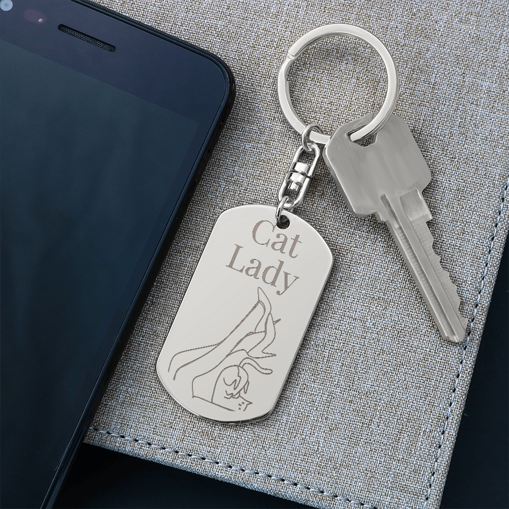 Cat Lady Legs Engraved Keychain
