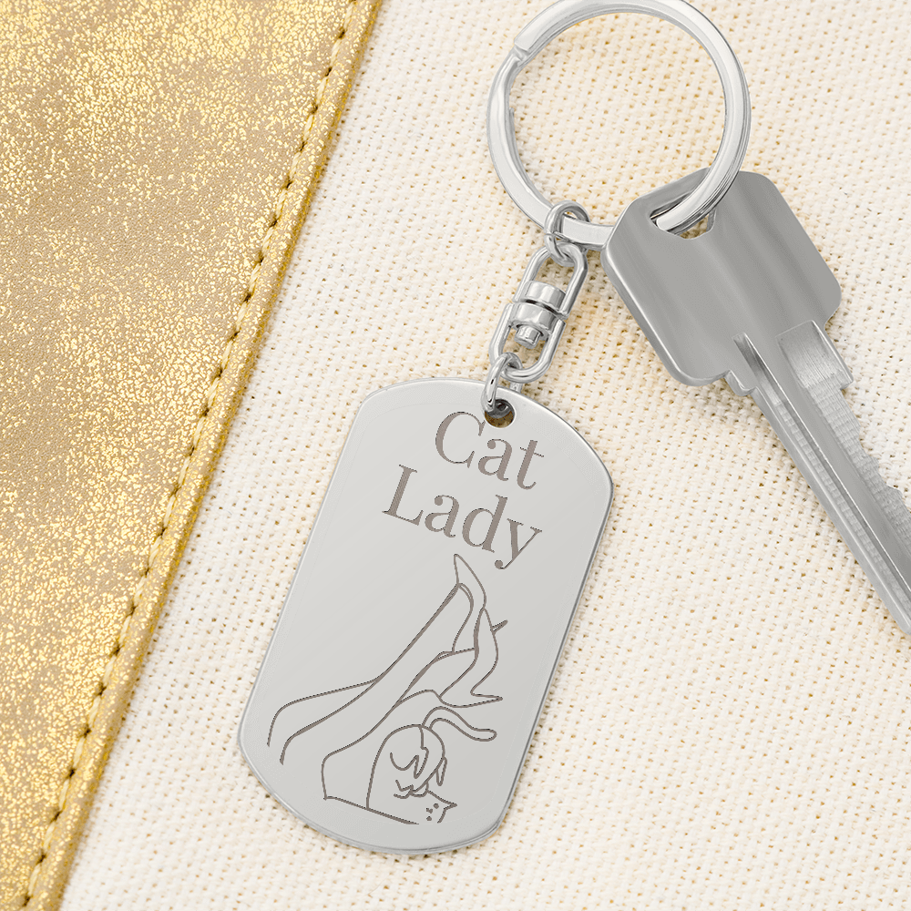 Cat Lady Legs Engraved Keychain