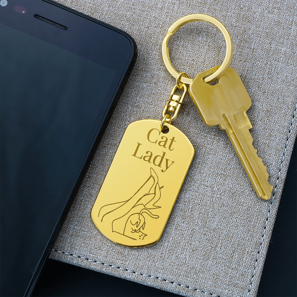 Cat Lady Legs Engraved Keychain