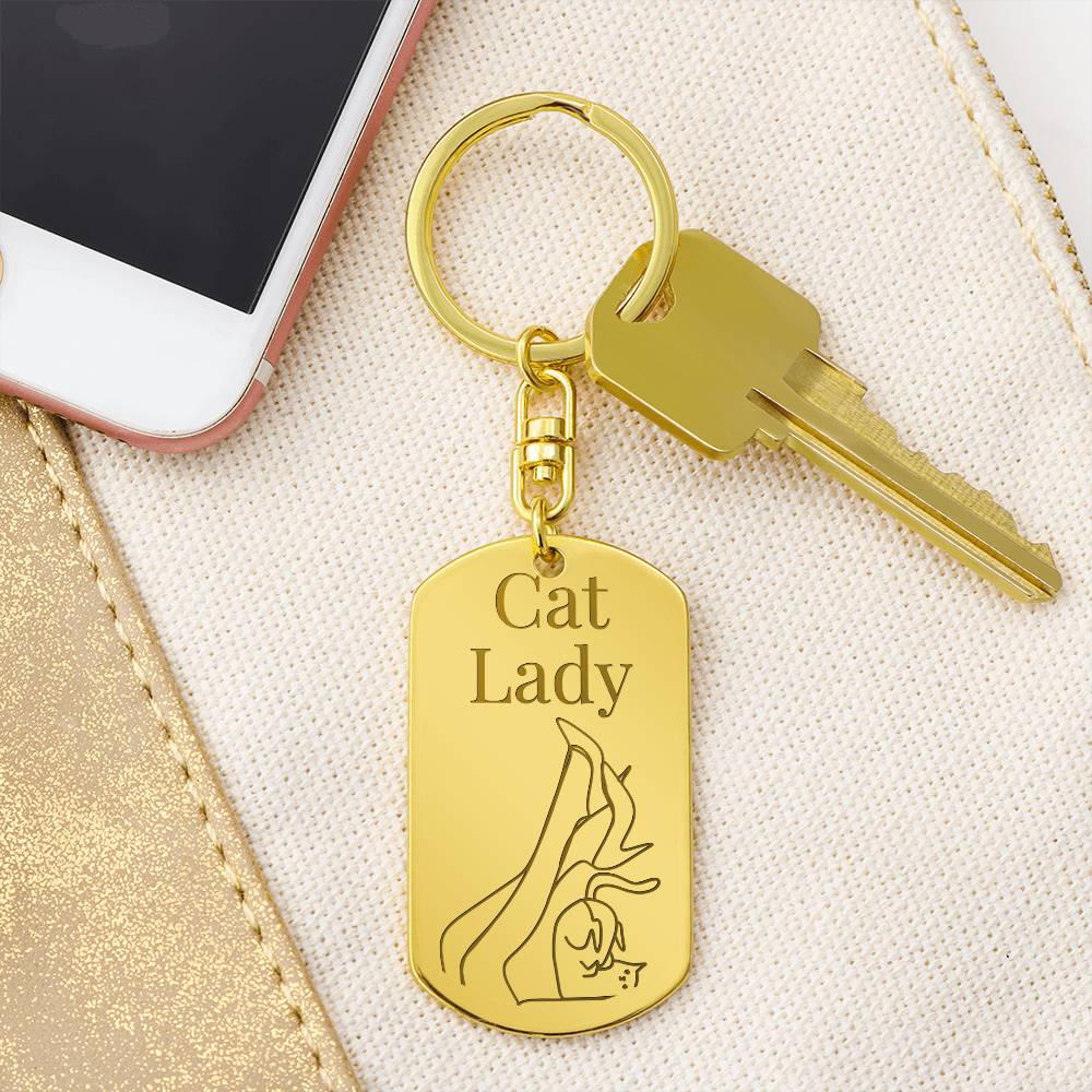 Cat Lady Legs Engraved Keychain