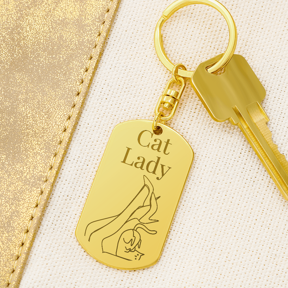 Cat Lady Legs Engraved Keychain