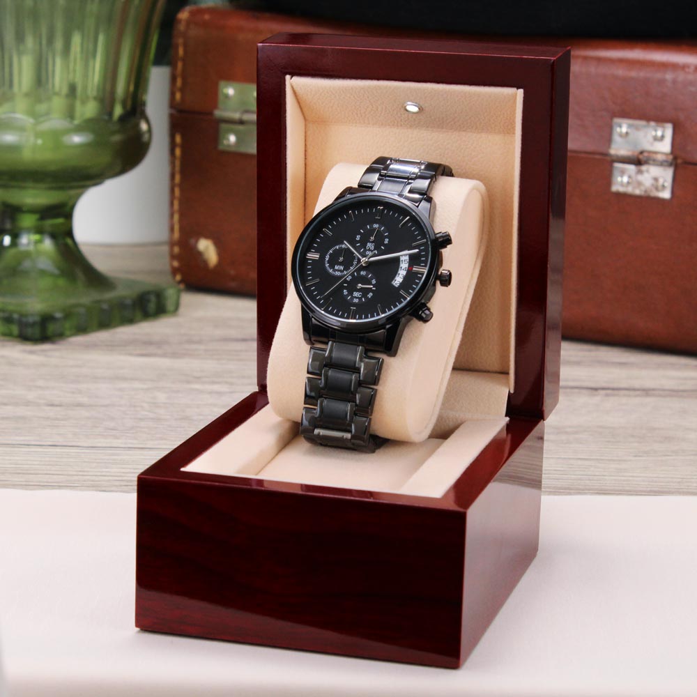 Office of Time Management Engraved Chronograph Watch – Time Was Not Wasted
