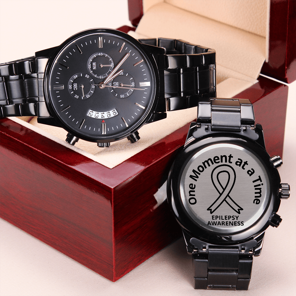 One Moment at a Time Epilepsy Awareness Engraved Chronograph Watch