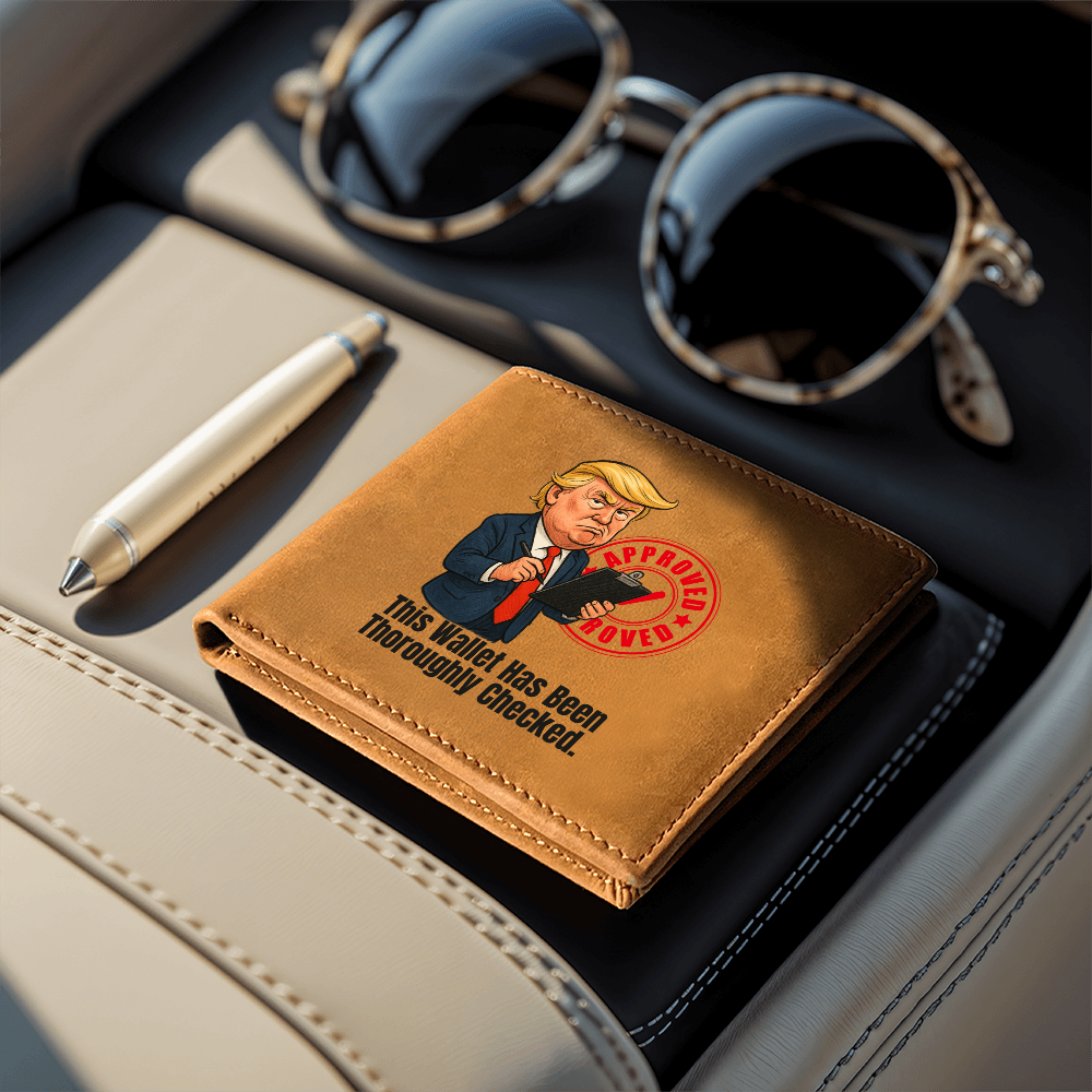 “This Wallet Has Been Thoroughly Checked.” Full-Grain Leather Wallet