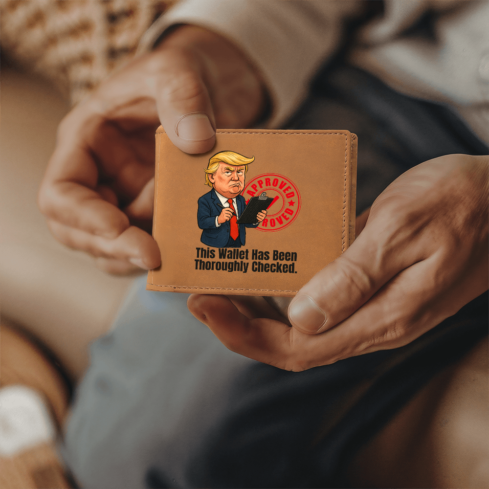 “This Wallet Has Been Thoroughly Checked.” Full-Grain Leather Wallet