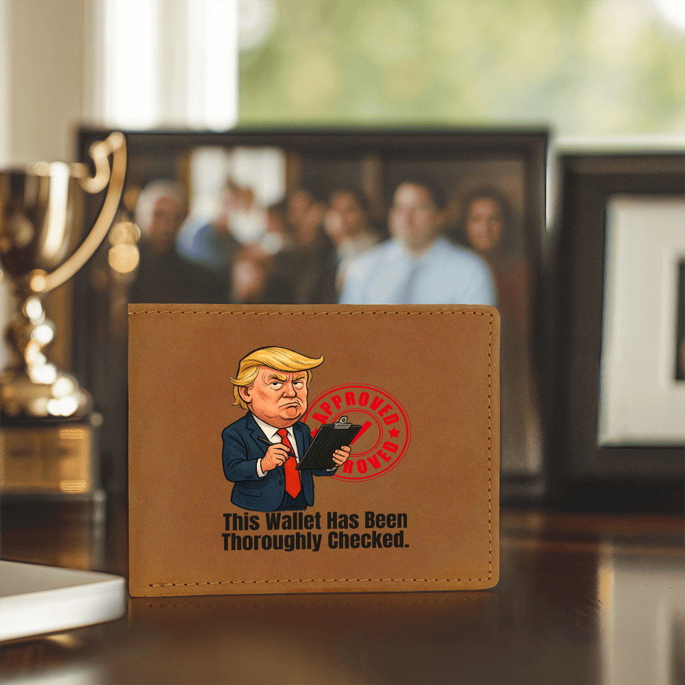 “This Wallet Has Been Thoroughly Checked.” Full-Grain Leather Wallet