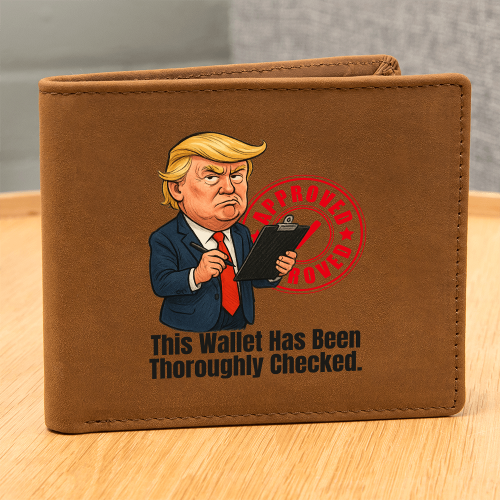 “This Wallet Has Been Thoroughly Checked.” Full-Grain Leather Wallet
