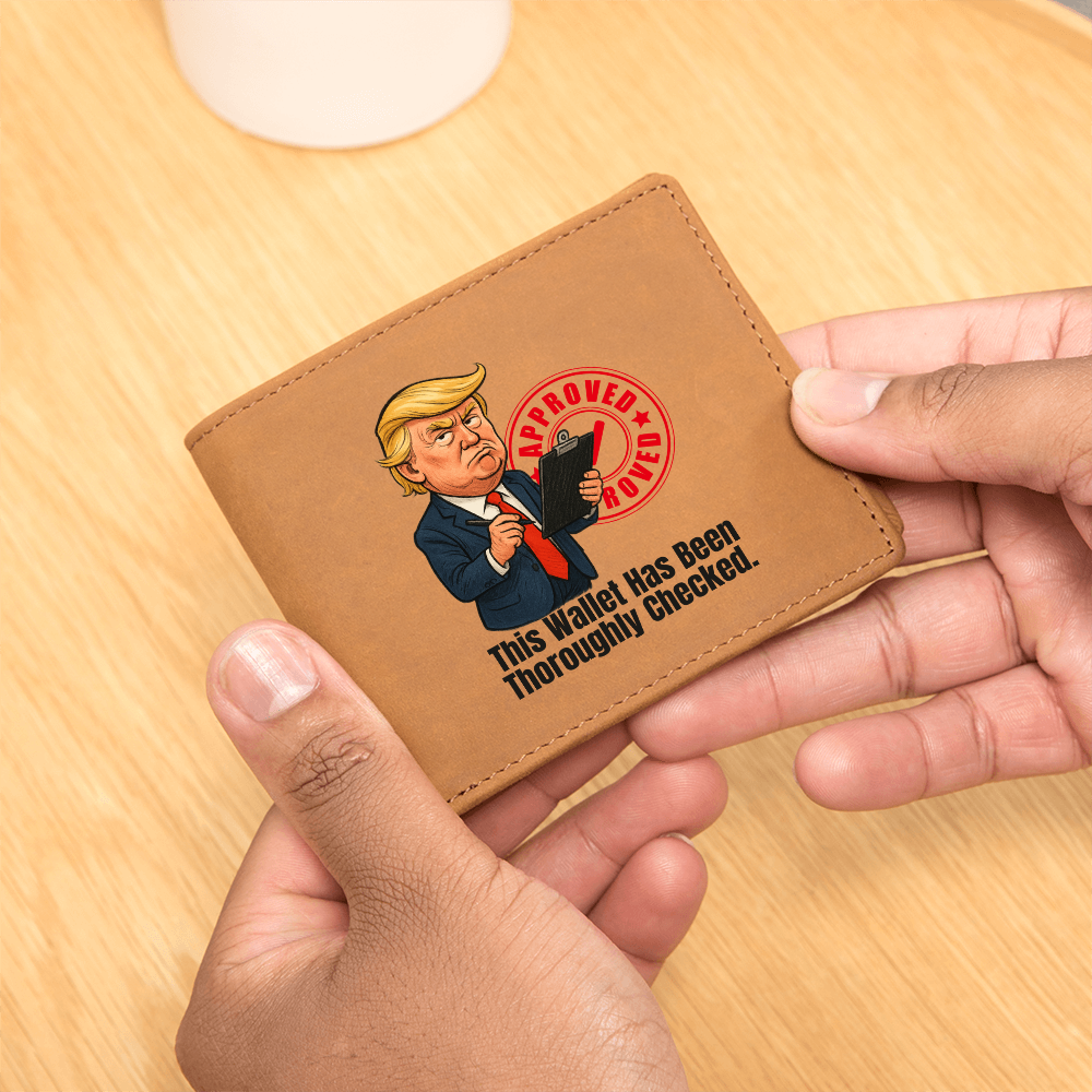 “This Wallet Has Been Thoroughly Checked.” Full-Grain Leather Wallet