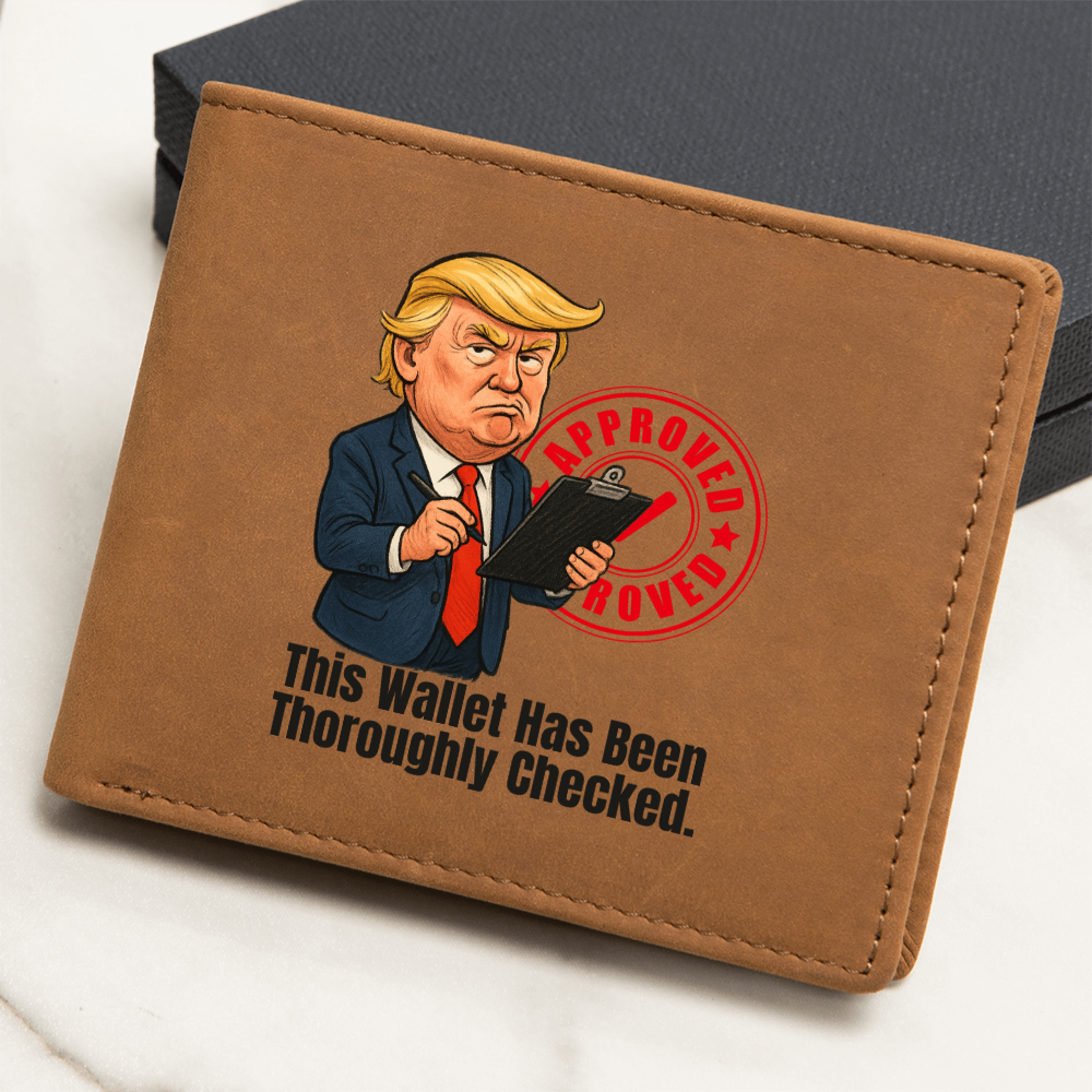 “This Wallet Has Been Thoroughly Checked.” Full-Grain Leather Wallet