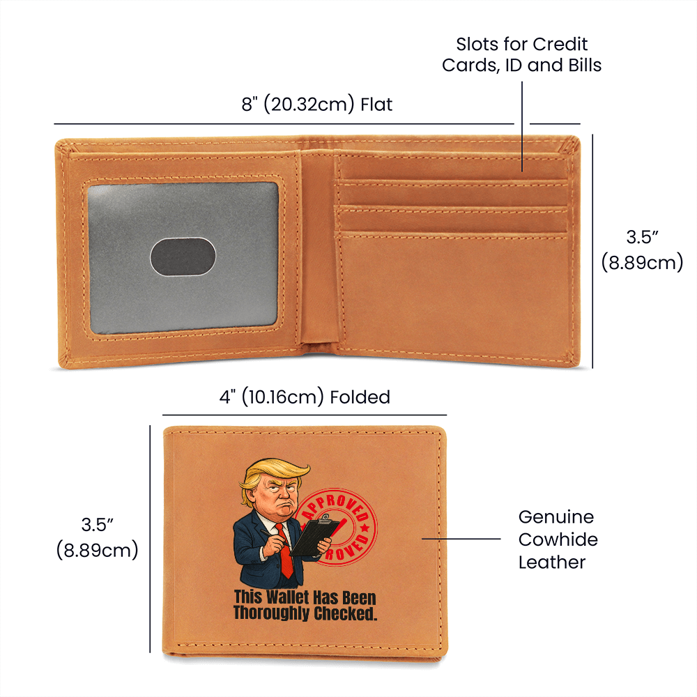 “This Wallet Has Been Thoroughly Checked.” Full-Grain Leather Wallet