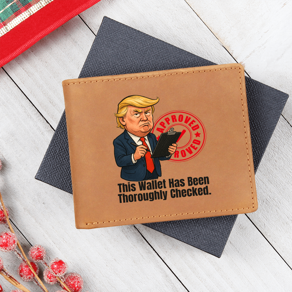 “This Wallet Has Been Thoroughly Checked.” Full-Grain Leather Wallet