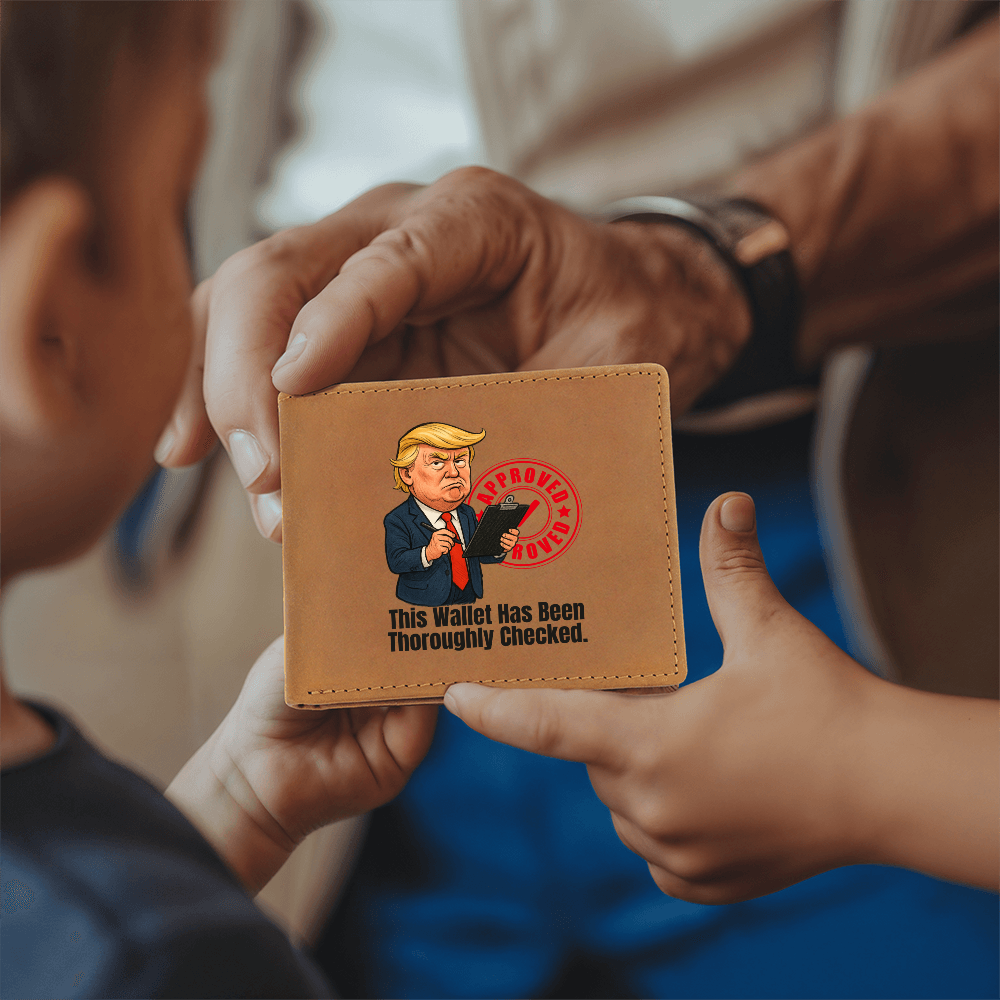 “This Wallet Has Been Thoroughly Checked.” Full-Grain Leather Wallet