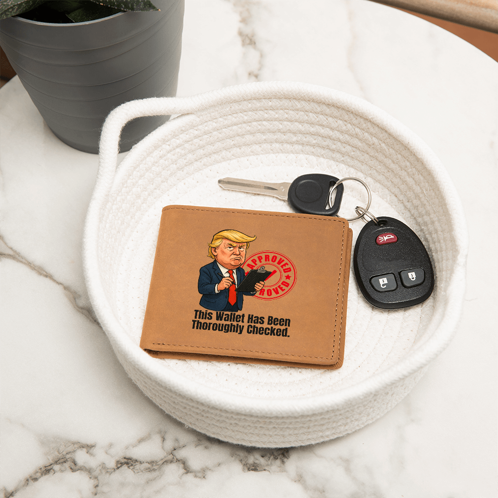 “This Wallet Has Been Thoroughly Checked.” Full-Grain Leather Wallet