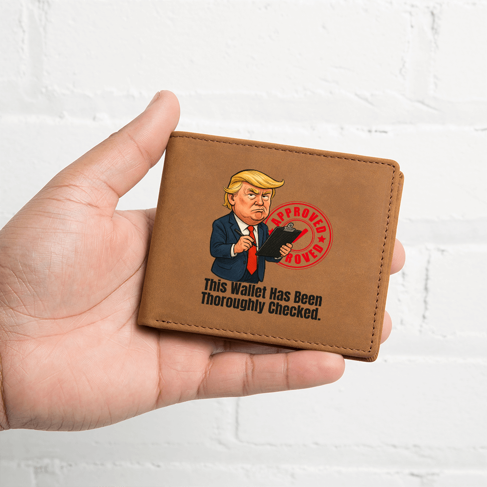 “This Wallet Has Been Thoroughly Checked.” Full-Grain Leather Wallet