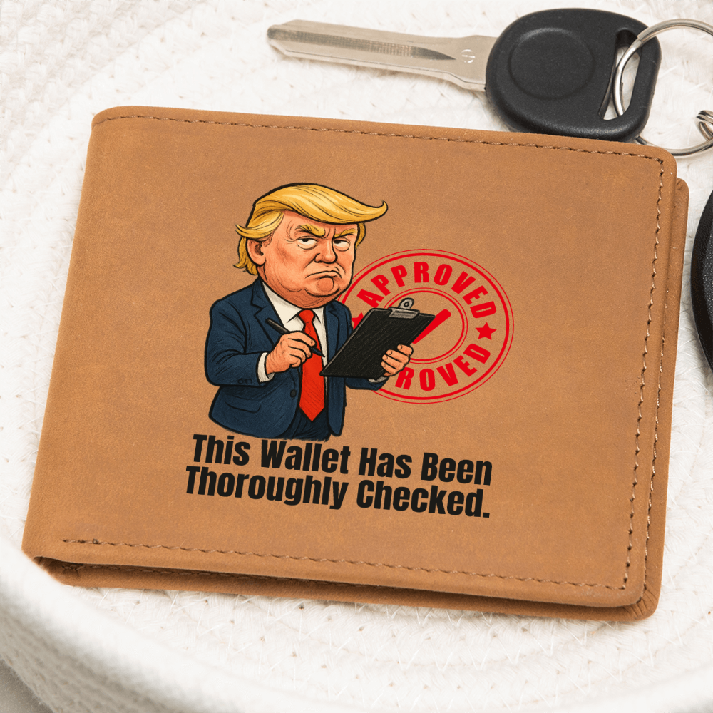 “This Wallet Has Been Thoroughly Checked.” Full-Grain Leather Wallet