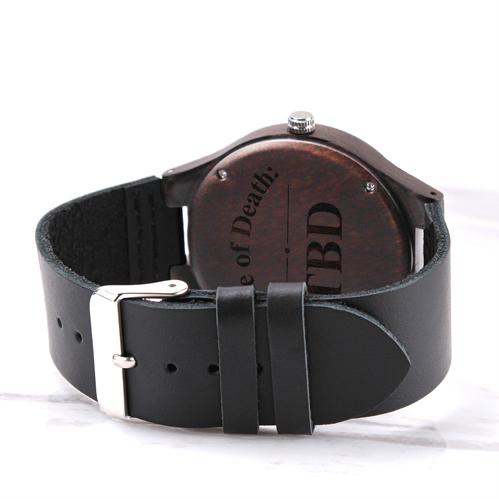 Time of Death: TBD Engraved Wooden Watch | Dark Humor & True Crime Gift for Men
