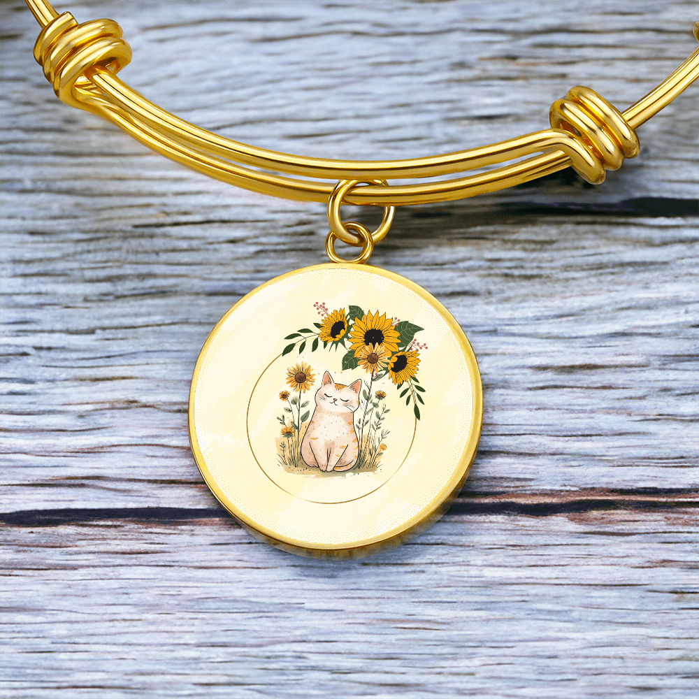 Yellow Sunflower Kitty Pendant Bracelet