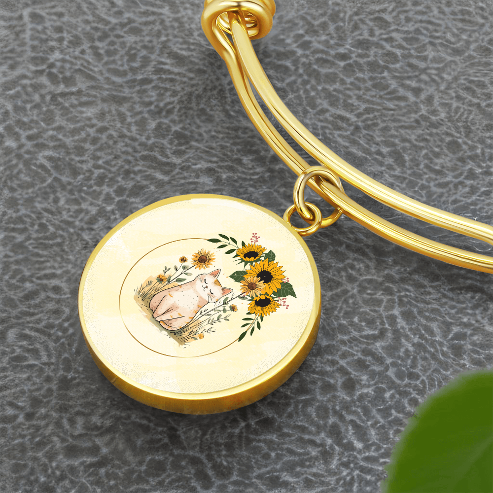 Yellow Sunflower Kitty Pendant Bracelet