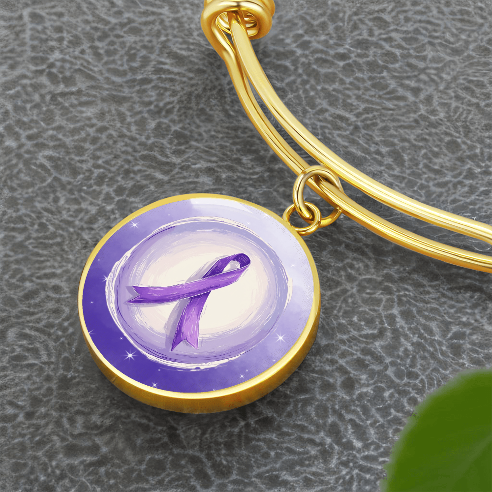 Watercolor Purple Ribbon Pendant Bracelet