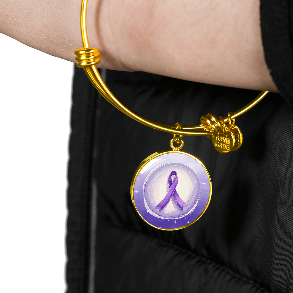 Watercolor Purple Ribbon Pendant Bracelet