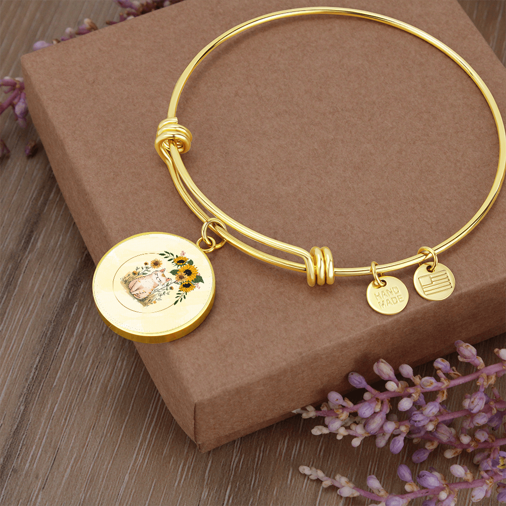 Yellow Sunflower Kitty Pendant Bracelet