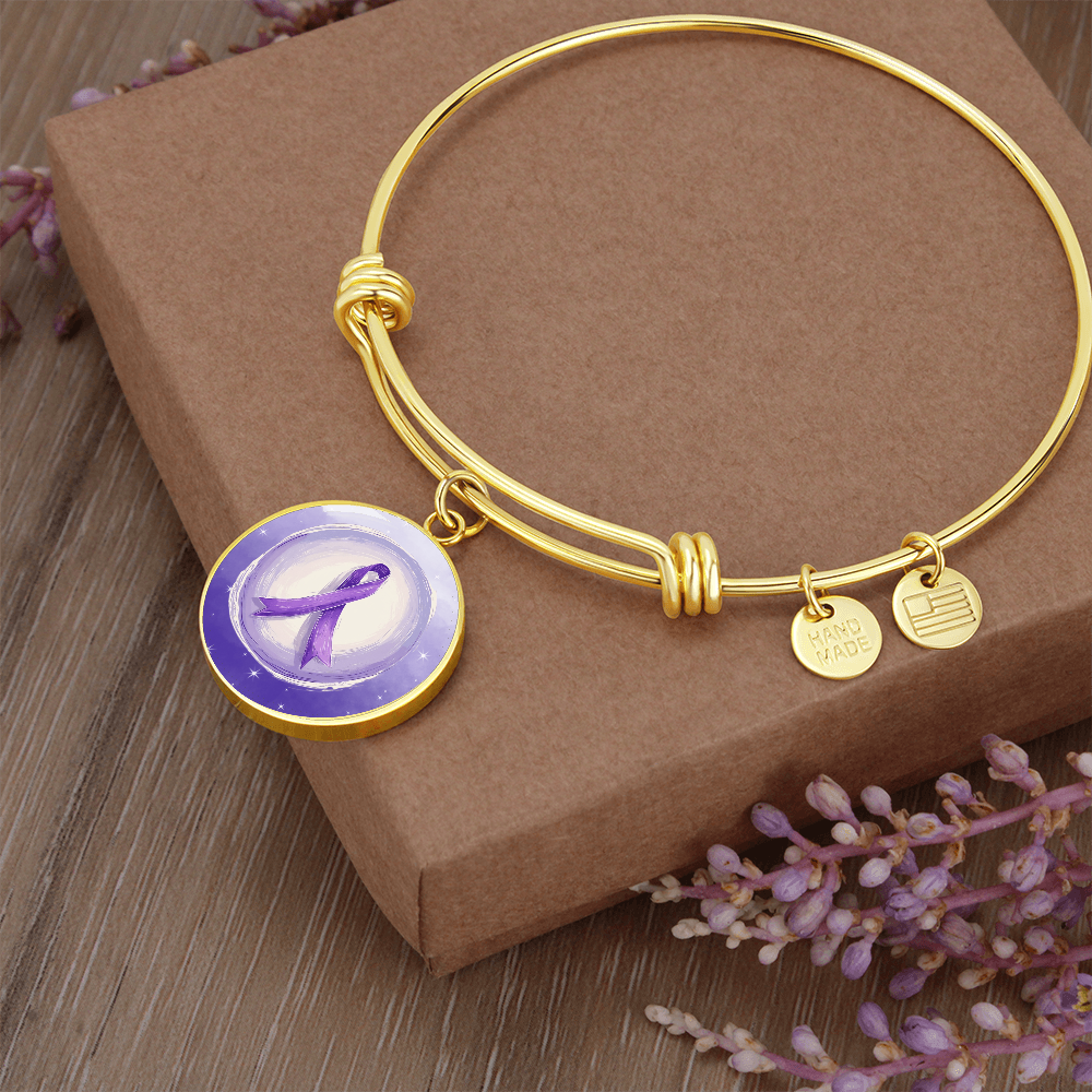 Watercolor Purple Ribbon Pendant Bracelet