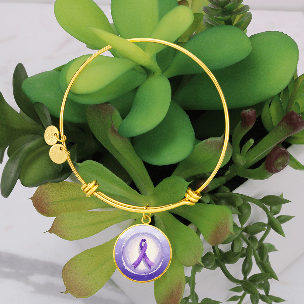 Watercolor Purple Ribbon Pendant Bracelet