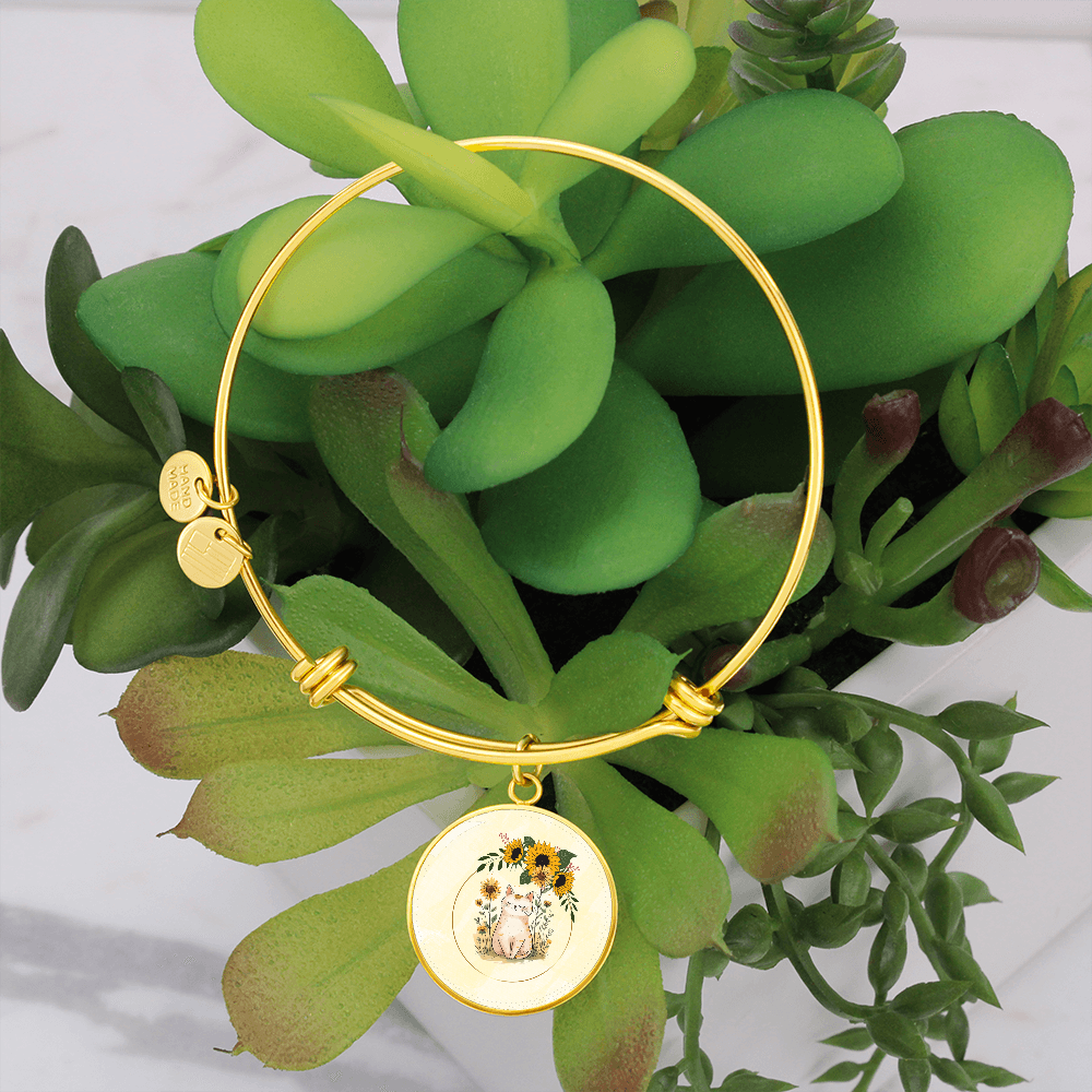 Yellow Sunflower Kitty Pendant Bracelet