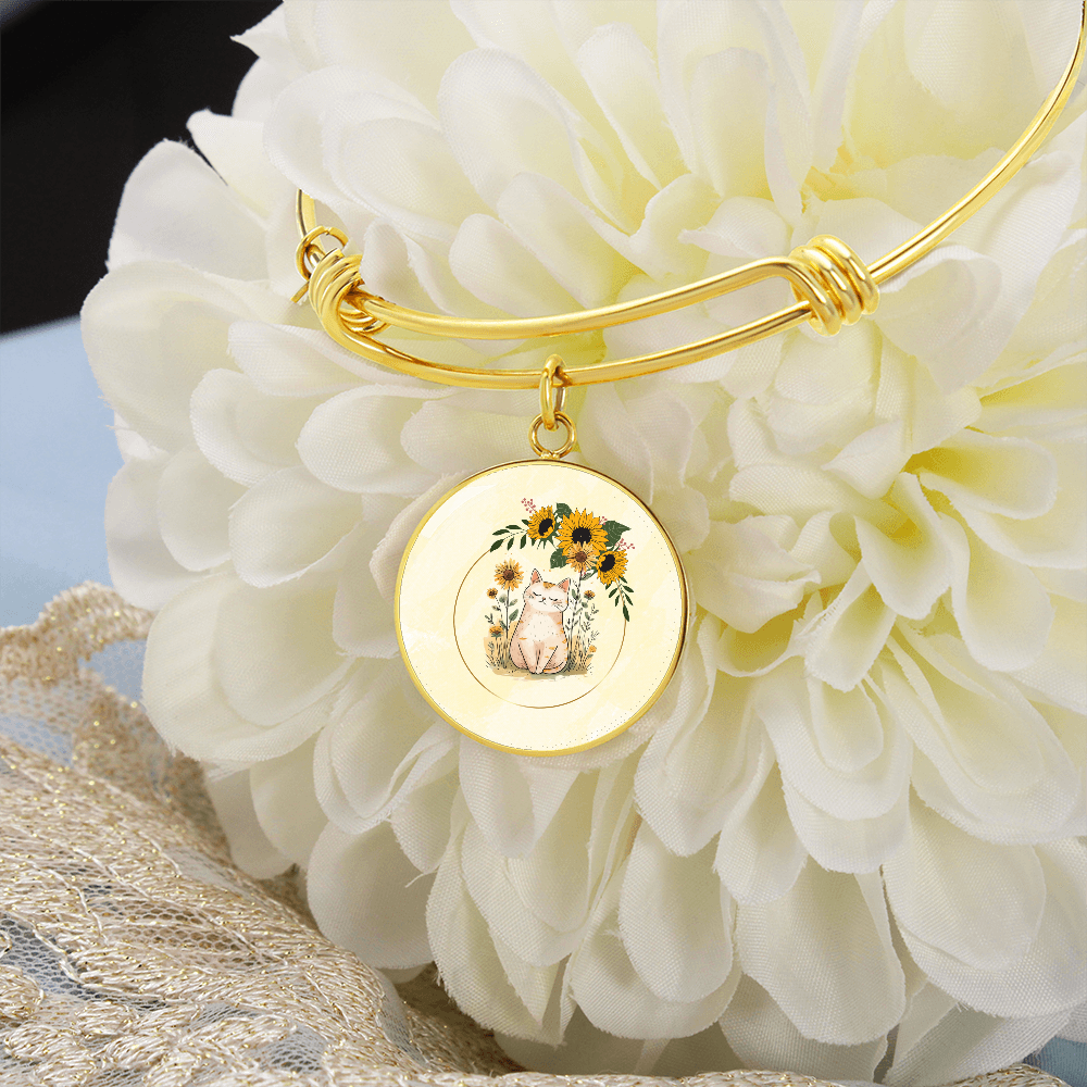 Yellow Sunflower Kitty Pendant Bracelet