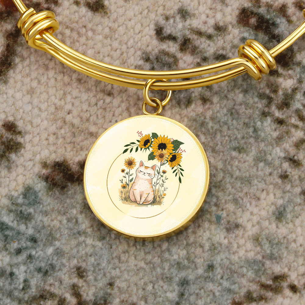 Yellow Sunflower Kitty Pendant Bracelet