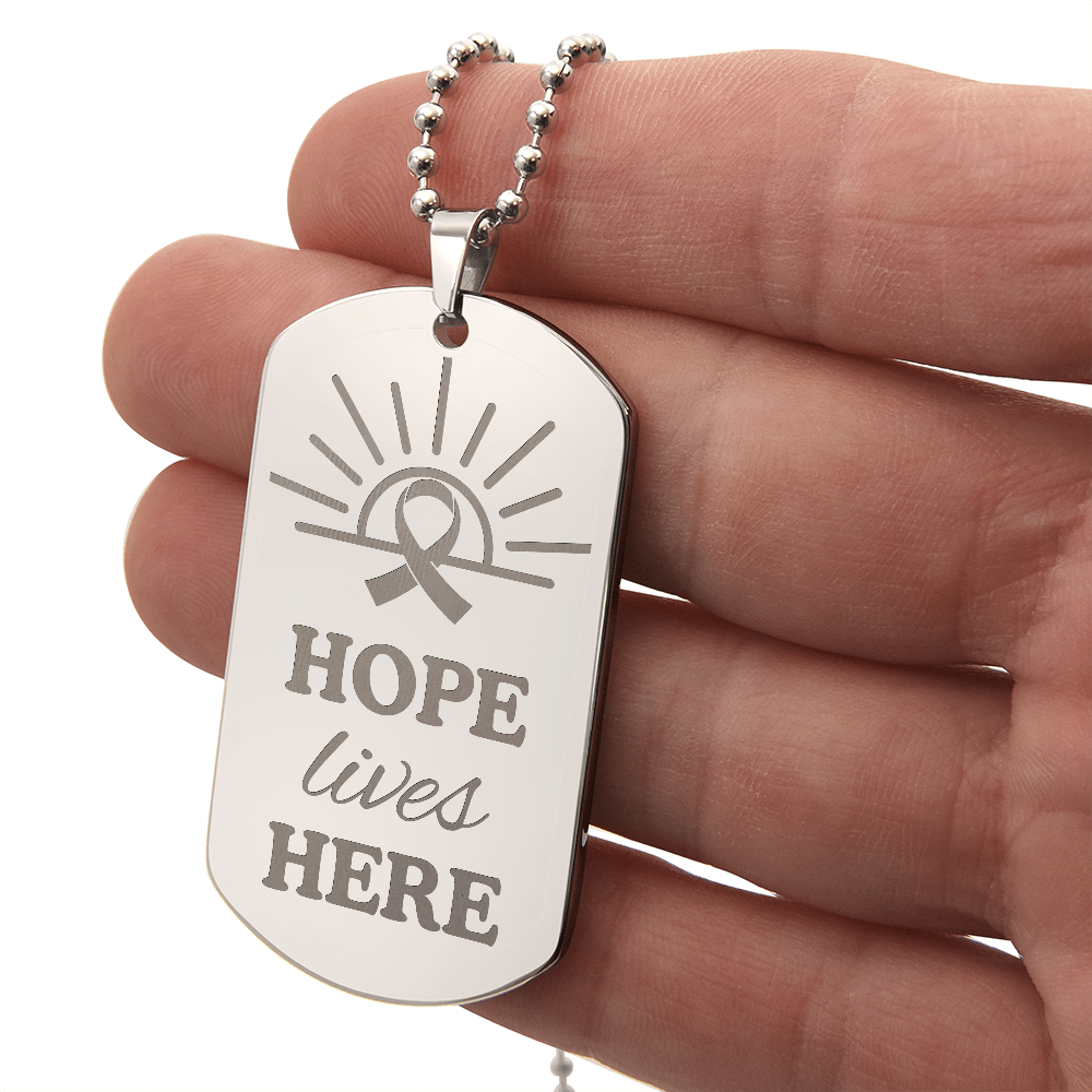 Hope Lives Here – Engraved Dog Tag Necklace